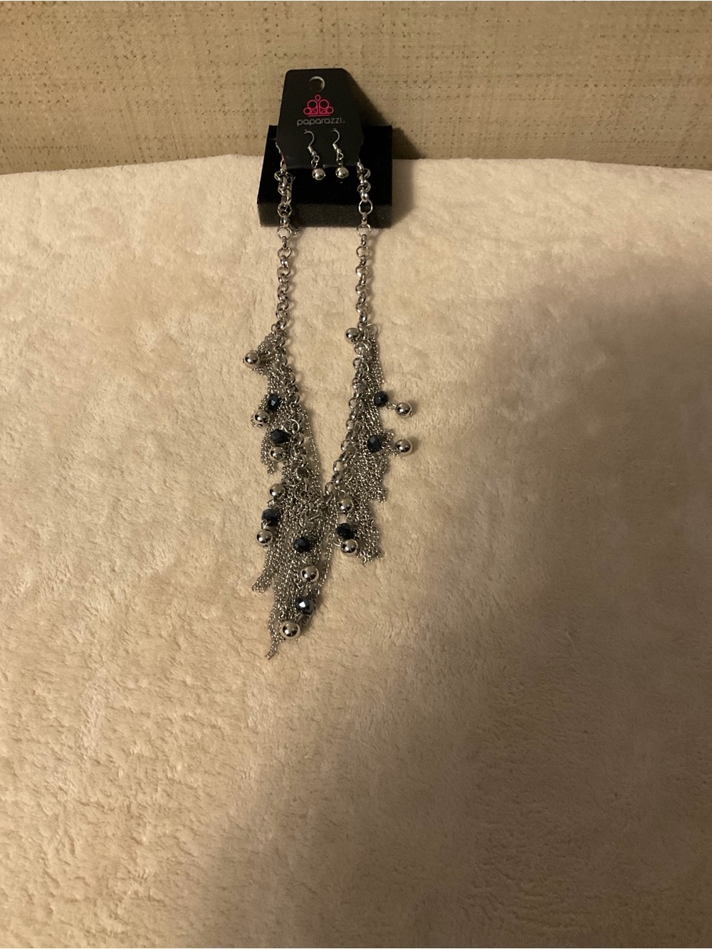 Paparazzi Silver and Black Layered Fringe Necklace with Dangle Beads